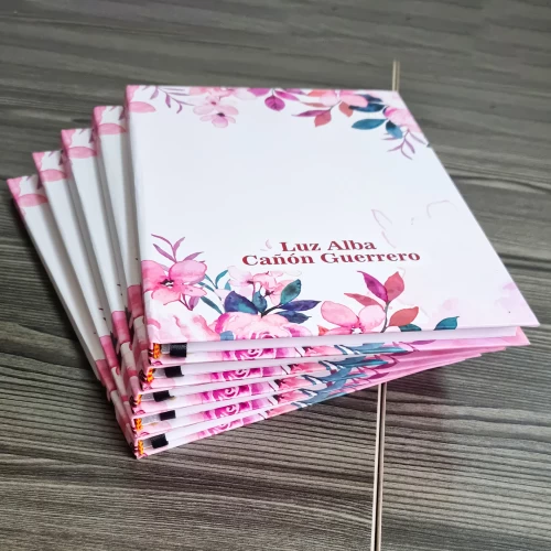 Agendas cosidas pasta dura conmemorativas para dama